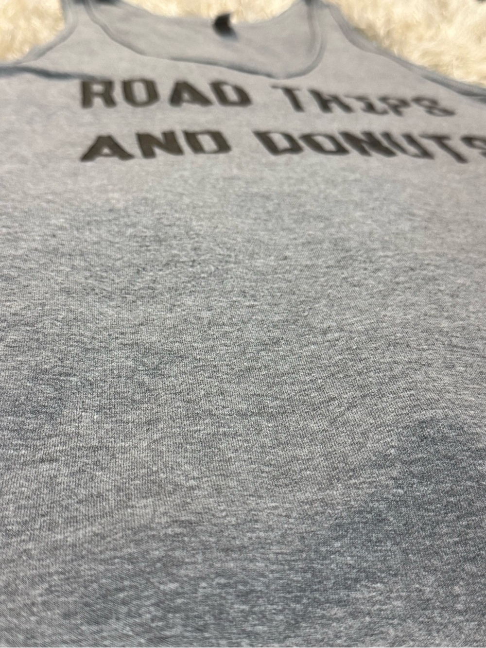 American Apparel Road Trips & Donuts Graphic Tank Top Heather Gray Medium - Picture 6 of 8